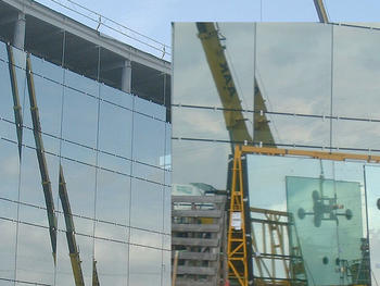 Bild vergrößern Bauvorhaben: Möbelhaus Augsburg Montage der Gläser Gewicht pro Stück 750 kg